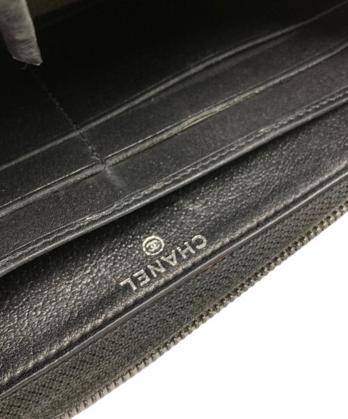 CHANEL（シャネル）CHANEL (シャネル) カメリア ラウンドファスナー長財布 ブラックの古着・服飾アイテム