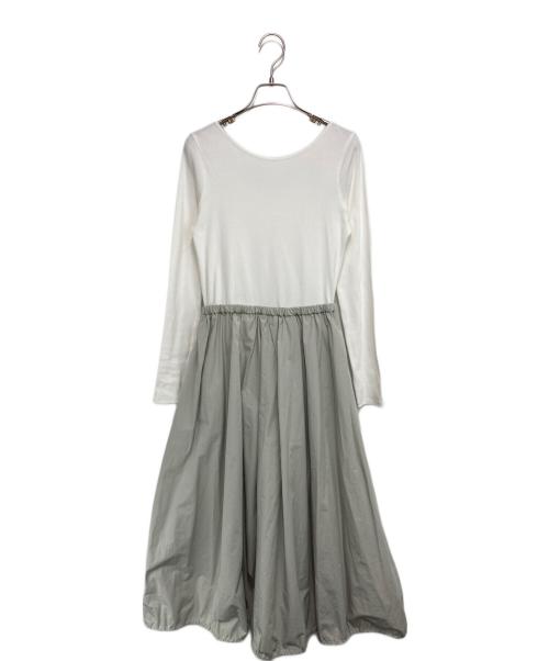 Demi-Luxe Beams（デミルクス ビームス）Demi-Luxe Beams (デミルクス ビームス) バルーン コンビ ワンピース ホワイト×ライトグレー サイズ:36 未使用品の古着・服飾アイテム