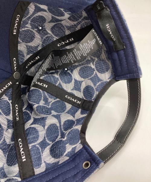 COACH（コーチ）COACH (コーチ) シャンブレー シグネチャー ベースボール キャップ ネイビーの古着・服飾アイテム