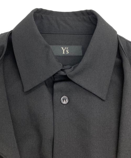 Y's（ワイズ）Y's (ワイズ) レイヤードデザイン ウールシャツワンピース ブラック サイズ:2の古着・服飾アイテム