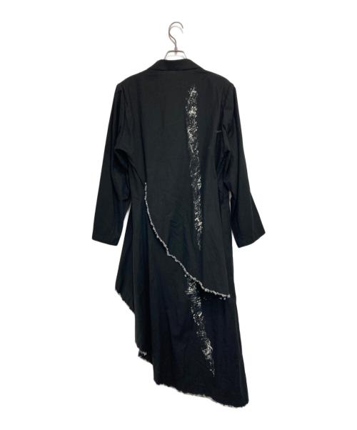 Yohji Yamamoto FEMME（ヨウジヤマモトファム）Yohji Yamamoto FEMME (ヨウジヤマモトファム) 17SS 朝倉優佳 ペイント ペイント加工 リネンコットン アシンメトリーコート ブラック サイズ:2の古着・服飾アイテム