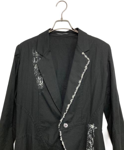 Yohji Yamamoto FEMME（ヨウジヤマモトファム）Yohji Yamamoto FEMME (ヨウジヤマモトファム) 17SS 朝倉優佳 ペイント ペイント加工 リネンコットン アシンメトリーコート ブラック サイズ:2の古着・服飾アイテム