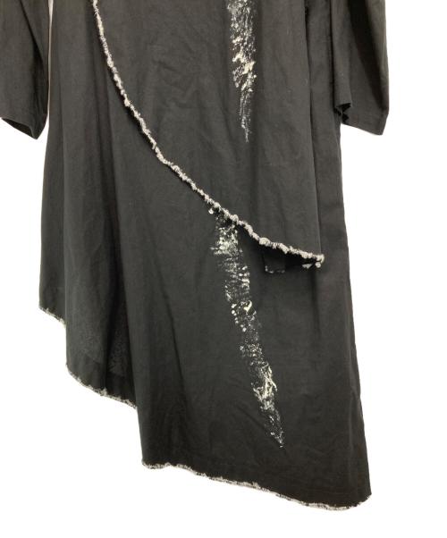 Yohji Yamamoto FEMME（ヨウジヤマモトファム）Yohji Yamamoto FEMME (ヨウジヤマモトファム) 17SS 朝倉優佳 ペイント ペイント加工 リネンコットン アシンメトリーコート ブラック サイズ:2の古着・服飾アイテム