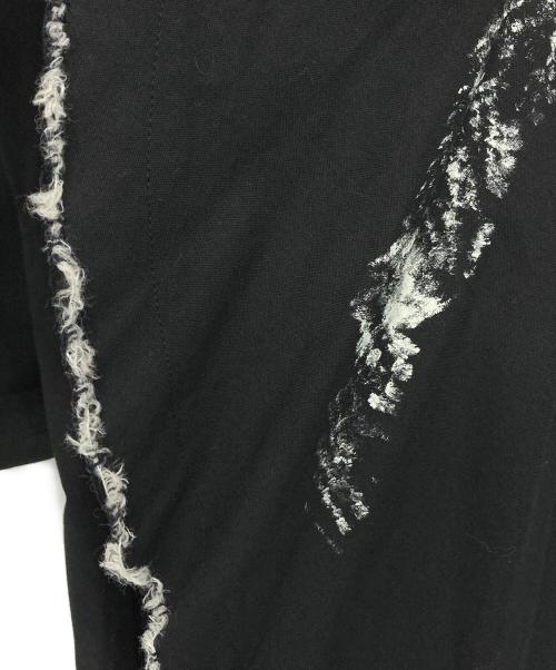Yohji Yamamoto FEMME（ヨウジヤマモトファム）Yohji Yamamoto FEMME (ヨウジヤマモトファム) 17SS 朝倉優佳 ペイント ペイント加工 リネンコットン アシンメトリーコート ブラック サイズ:2の古着・服飾アイテム