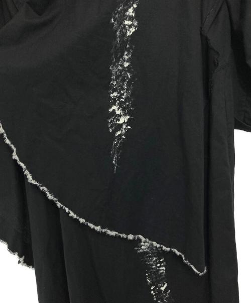 Yohji Yamamoto FEMME（ヨウジヤマモトファム）Yohji Yamamoto FEMME (ヨウジヤマモトファム) 17SS 朝倉優佳 ペイント ペイント加工 リネンコットン アシンメトリーコート ブラック サイズ:2の古着・服飾アイテム
