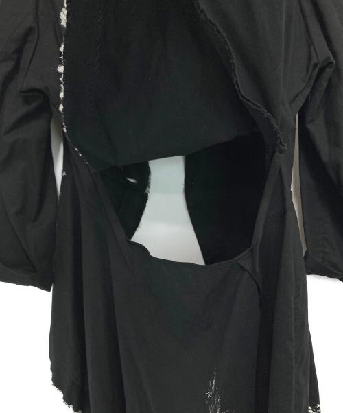 Yohji Yamamoto FEMME（ヨウジヤマモトファム）Yohji Yamamoto FEMME (ヨウジヤマモトファム) 17SS 朝倉優佳 ペイント ペイント加工 リネンコットン アシンメトリーコート ブラック サイズ:2の古着・服飾アイテム