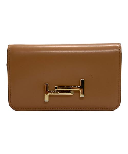 TOD'S（トッズ）TOD'S (トッズ) ダブルT 3つ折り財布 ベージュ×ゴールドの古着・服飾アイテム