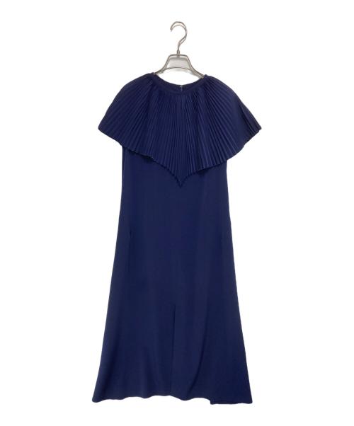 ESTNATION（エストネーション）ESTNATION (エストネーション) プリーツカラーノースリーブワンピース ネイビー サイズ:Freeの古着・服飾アイテム