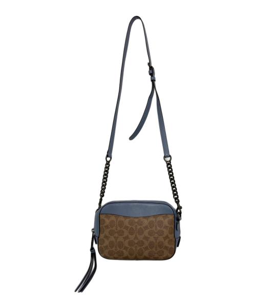 COACH（コーチ）COACH (コーチ) シグネチャー ショルダーバッグ ベージュ×ブルーの古着・服飾アイテム