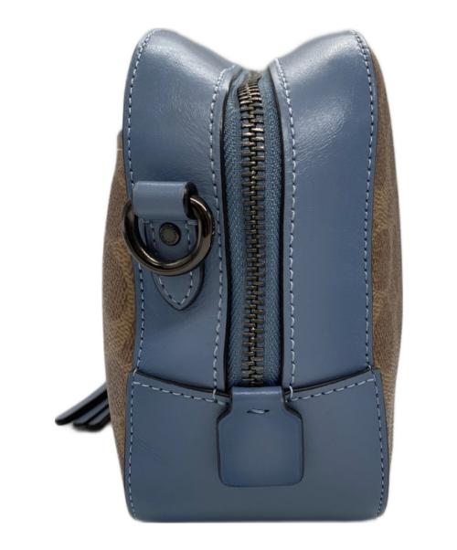 COACH（コーチ）COACH (コーチ) シグネチャー ショルダーバッグ ベージュ×ブルーの古着・服飾アイテム
