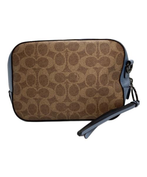 COACH（コーチ）COACH (コーチ) シグネチャー ショルダーバッグ ベージュ×ブルーの古着・服飾アイテム