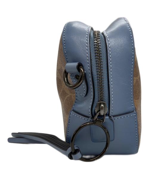 COACH（コーチ）COACH (コーチ) シグネチャー ショルダーバッグ ベージュ×ブルーの古着・服飾アイテム