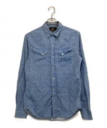 RRL（ダブルアールエル）の古着「チェック総柄ウエスタンシャツ」｜ブルー