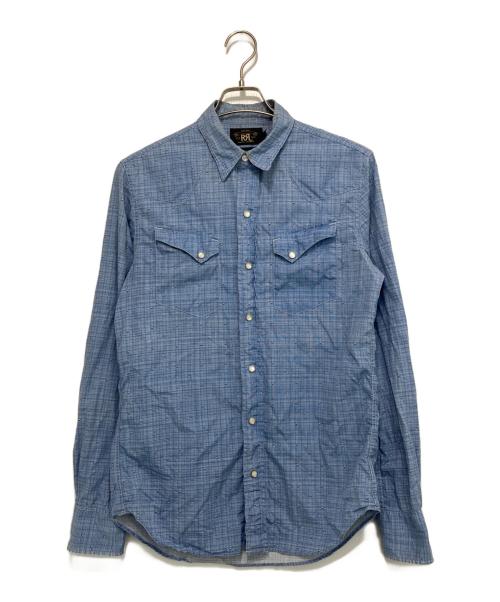 RRL（ダブルアールエル）RRL (ダブルアールエル) チェック総柄ウエスタンシャツ ブルー サイズ:Sの古着・服飾アイテム