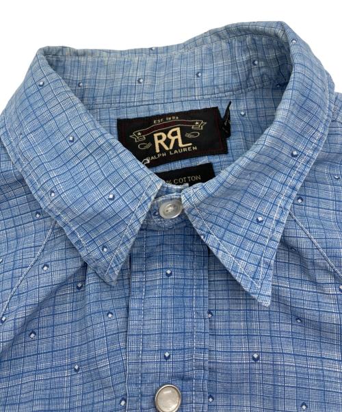 RRL（ダブルアールエル）RRL (ダブルアールエル) チェック総柄ウエスタンシャツ ブルー サイズ:Sの古着・服飾アイテム