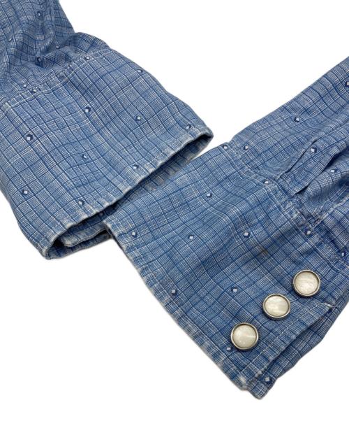 RRL（ダブルアールエル）RRL (ダブルアールエル) チェック総柄ウエスタンシャツ ブルー サイズ:Sの古着・服飾アイテム