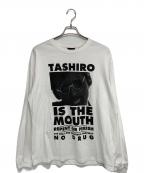 TASHIRO IS THE MOUTHタシロ・イズ・ザ・マウス）の古着「MISHIMOTO IS THE MOUTH ロングスリーブプリントカットソー」｜ホワイト