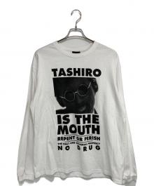 TASHIRO IS THE MOUTH（タシロ・イズ・ザ・マウス）の古着「MISHIMOTO IS THE MOUTH ロングスリーブプリントカットソー」｜ホワイト