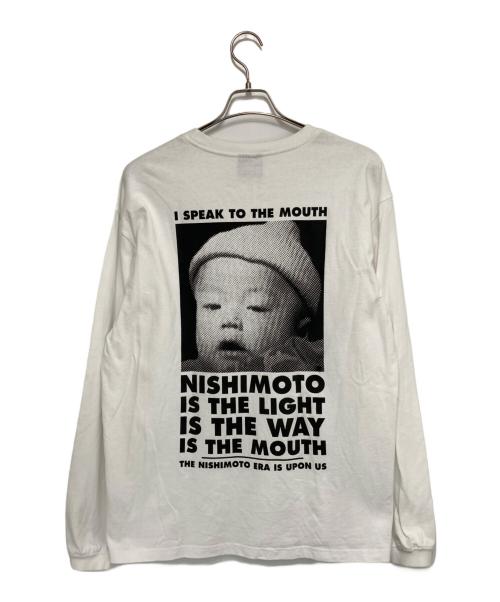 TASHIRO IS THE MOUTH（タシロ・イズ・ザ・マウス）TASHIRO IS THE MOUTH (タシロ・イズ・ザ・マウス) MISHIMOTO IS THE MOUTH ロングスリーブプリントカットソー ホワイト サイズ:Mの古着・服飾アイテム