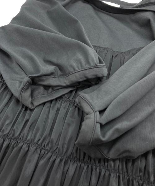 BALLSEY（ボールジィ）BALLSEY (ボールジィ) コットンジャージーコンビ シャーリングワンピース グレー サイズ:36の古着・服飾アイテム