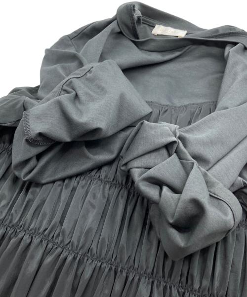 BALLSEY（ボールジィ）BALLSEY (ボールジィ) コットンジャージーコンビ シャーリングワンピース グレー サイズ:36の古着・服飾アイテム