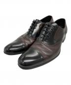 LANVIN COLLECTIONランバンコレクション）の古着「ブラックシャイニーバイカラーコンビ オックスフォード ドレスシューズ」｜ブラック×ブラウン