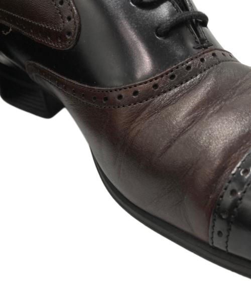 LANVIN COLLECTION（ランバンコレクション）LANVIN COLLECTION (ランバンコレクション) ブラックシャイニーバイカラーコンビ オックスフォード ドレスシューズ ブラック×ブラウン サイズ:26 1/2の古着・服飾アイテム