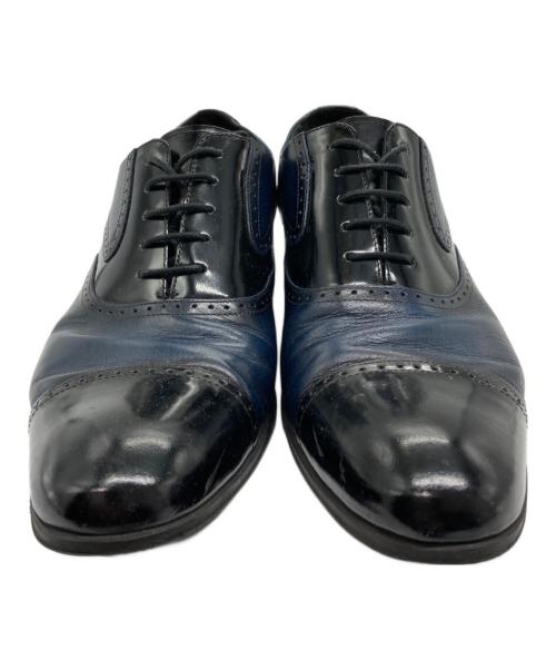 LANVIN COLLECTION（ランバンコレクション）LANVIN COLLECTION (ランバンコレクション) ブラックシャイニーバイカラーコンビ オックスフォード ドレスシューズ ブラック×ネイビー サイズ:26 1/2の古着・服飾アイテム