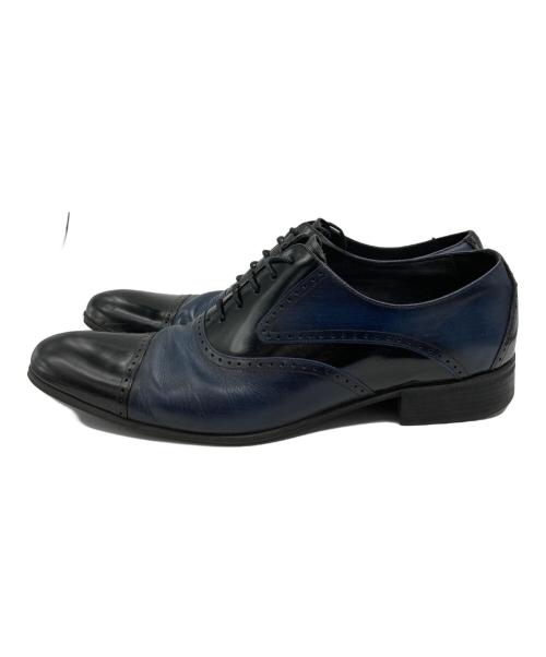 LANVIN COLLECTION（ランバンコレクション）LANVIN COLLECTION (ランバンコレクション) ブラックシャイニーバイカラーコンビ オックスフォード ドレスシューズ ブラック×ネイビー サイズ:26 1/2の古着・服飾アイテム