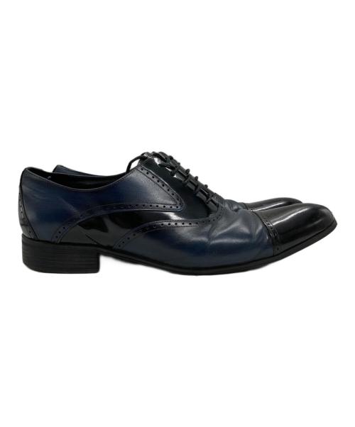 LANVIN COLLECTION（ランバンコレクション）LANVIN COLLECTION (ランバンコレクション) ブラックシャイニーバイカラーコンビ オックスフォード ドレスシューズ ブラック×ネイビー サイズ:26 1/2の古着・服飾アイテム