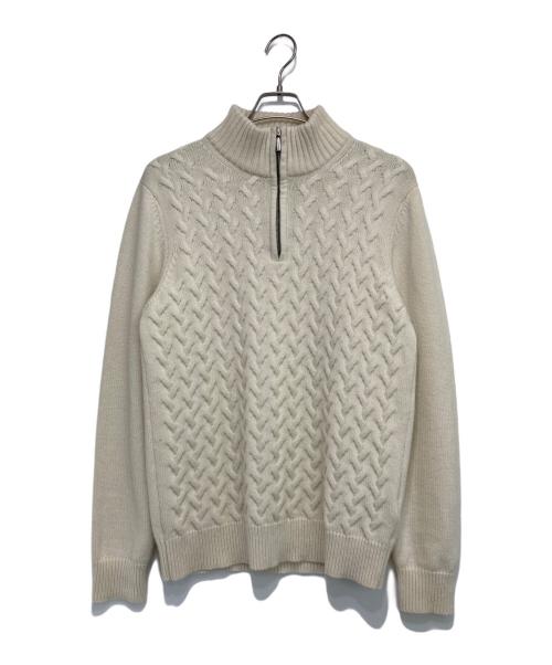 MOORER（ムーレー）MOORER (ムーレー) カシミヤハーフジップニット ホワイト サイズ:48の古着・服飾アイテム