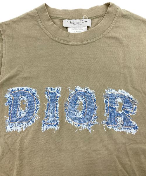 Christian Dior（クリスチャン ディオール）Christian Dior (クリスチャン ディオール) ガリアーノ期 デニムロゴ ノースリーブカットソー カーキ×インディゴ サイズ:F40/GB12/D38/USA8の古着・服飾アイテム