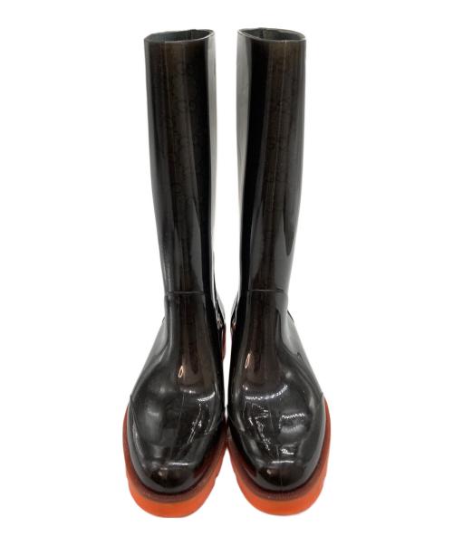 GUCCI（グッチ）GUCCI (グッチ) GG PVC レインブーツ ブラック×オレンジ サイズ:35の古着・服飾アイテム