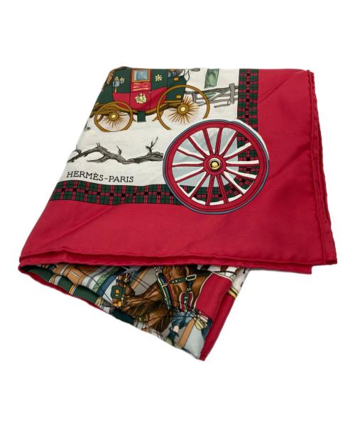 HERMES（エルメス）HERMES (エルメス) カレ90 冬の郵便馬車 レッド サイズ:-の古着・服飾アイテム