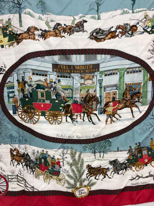 HERMES（エルメス）HERMES (エルメス) カレ90 冬の郵便馬車 レッド サイズ:-の古着・服飾アイテム