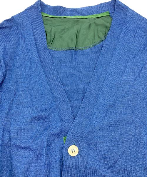 sacai（サカイ）sacai (サカイ) 異素材切替 シルク混ニットカーディガン ブルー×グリーン サイズ:1の古着・服飾アイテム
