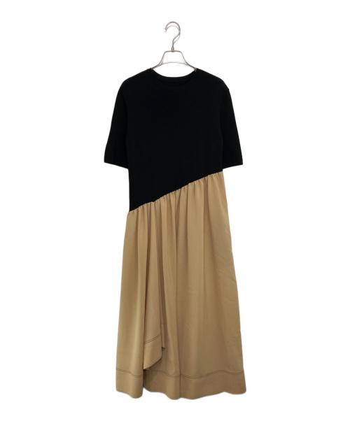 ADORE（アドーア）ADORE (アドーア) ドライタッチクロスワンピース ブラック×ベージュ サイズ:38の古着・服飾アイテム