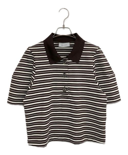 Adam et Rope（アダム エ ロペ）Adam et Rope (アダム エ ロペ) ボーダーコクーンスリーブポロシャツ ブラウン サイズ:Fの古着・服飾アイテム
