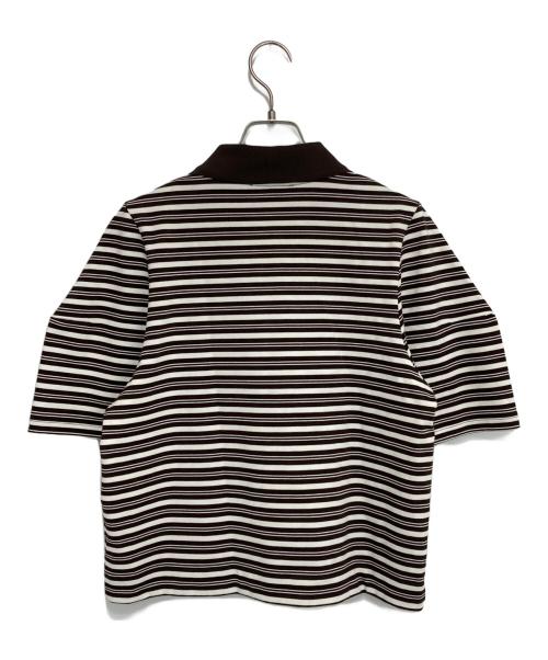 Adam et Rope（アダム エ ロペ）Adam et Rope (アダム エ ロペ) ボーダーコクーンスリーブポロシャツ ブラウン サイズ:Fの古着・服飾アイテム