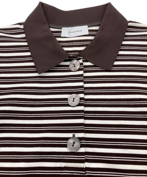 Adam et Rope（アダム エ ロペ）Adam et Rope (アダム エ ロペ) ボーダーコクーンスリーブポロシャツ ブラウン サイズ:Fの古着・服飾アイテム