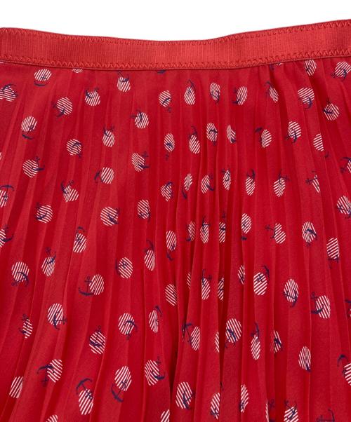 ANAYI（アナイ）ANAYI (アナイ) マリンドットプリントプリーツスカート レッド サイズ:SIZE 36の古着・服飾アイテム