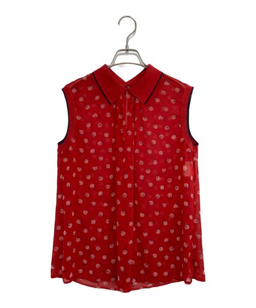 ANAYI（アナイ）ANAYI (アナイ) マリンドットプリントニット衿ブラウス レッド サイズ:SIZE 38の古着・服飾アイテム