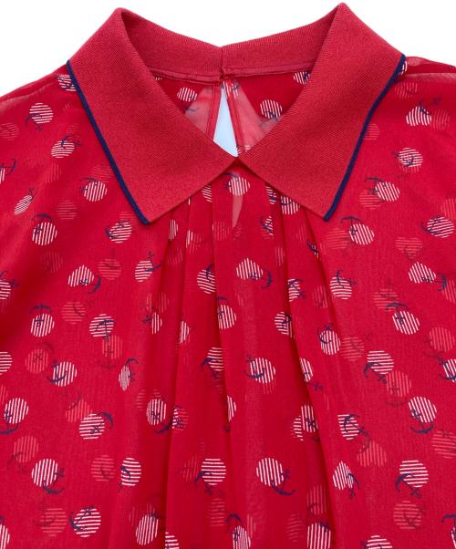 ANAYI（アナイ）ANAYI (アナイ) マリンドットプリントニット衿ブラウス レッド サイズ:SIZE 38の古着・服飾アイテム