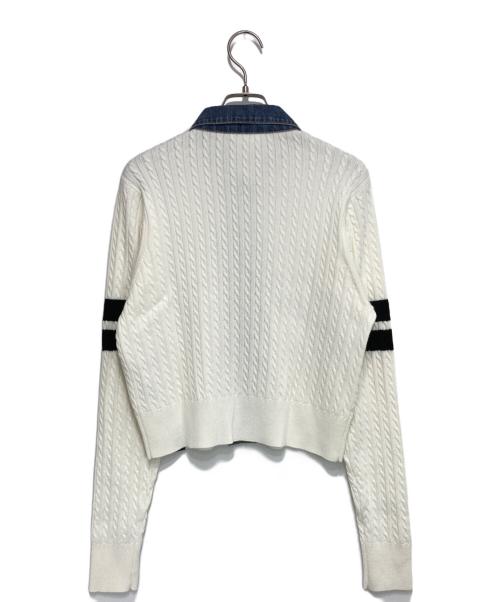 DOUBLE STANDARD CLOTHING（ダブルスタンダードクロージング）DOUBLE STANDARD CLOTHING (ダブルスタンダードクロージング) ドッキングデニムニットカーディガン ホワイト×インディゴ サイズ:SIZE 36の古着・服飾アイテム
