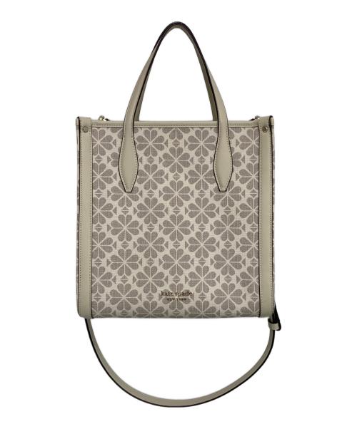 Kate Spade（ケイトスペード）Kate Spade (ケイトスペード) ローワン スペード フラワー コーテッド キャンバス ミディアム NS 2WAYバッグ アイボリー×グレーの古着・服飾アイテム