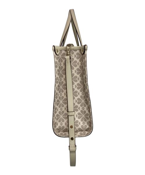 Kate Spade（ケイトスペード）Kate Spade (ケイトスペード) ローワン スペード フラワー コーテッド キャンバス ミディアム NS 2WAYバッグ アイボリー×グレーの古着・服飾アイテム