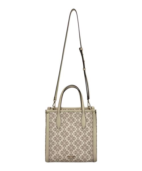 Kate Spade（ケイトスペード）Kate Spade (ケイトスペード) ローワン スペード フラワー コーテッド キャンバス ミディアム NS 2WAYバッグ アイボリー×グレーの古着・服飾アイテム