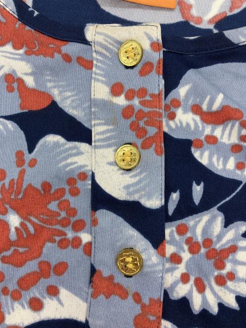 TORY BURCH（トリーバーチ）TORY BURCH (トリーバーチ) 総柄ヘンリーネックカットソー ネイビー サイズ:XSの古着・服飾アイテム