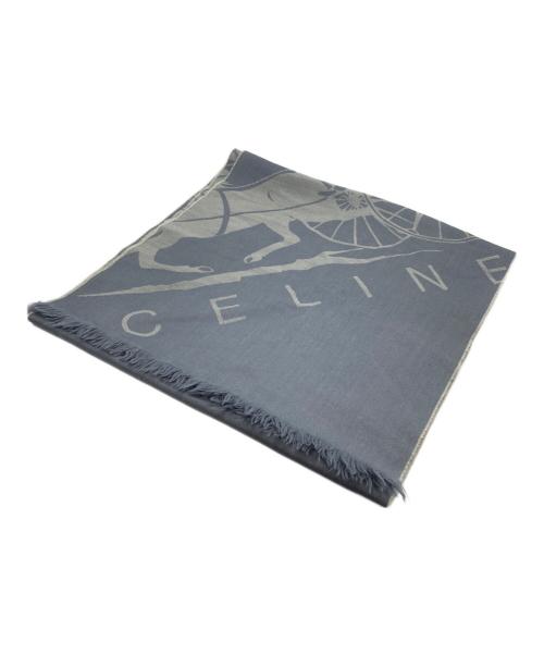 CELINE（セリーヌ）CELINE (セリーヌ) 馬車柄ウールストール ブルーの古着・服飾アイテム