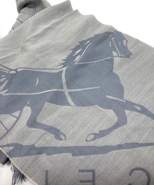 CELINE（セリーヌ）CELINE (セリーヌ) 馬車柄ウールストール ブルーの古着・服飾アイテム